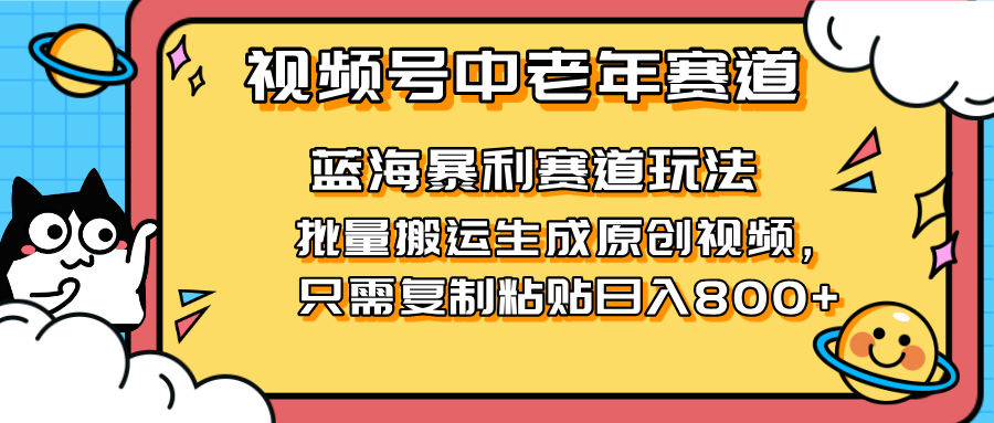 (14314期)2025视频号中老年短视频蓝海暴利风口!复制粘贴搬运视频单日赚800+,无...-亮剑学堂